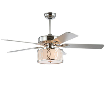 Circe 52" Transitional Glam Drum Shade LED Ceiling Fan With Remote - JONATHAN Y